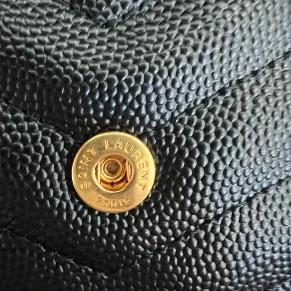 Black YSL cassandre envelope wallet on chain - Picture 7 of 13